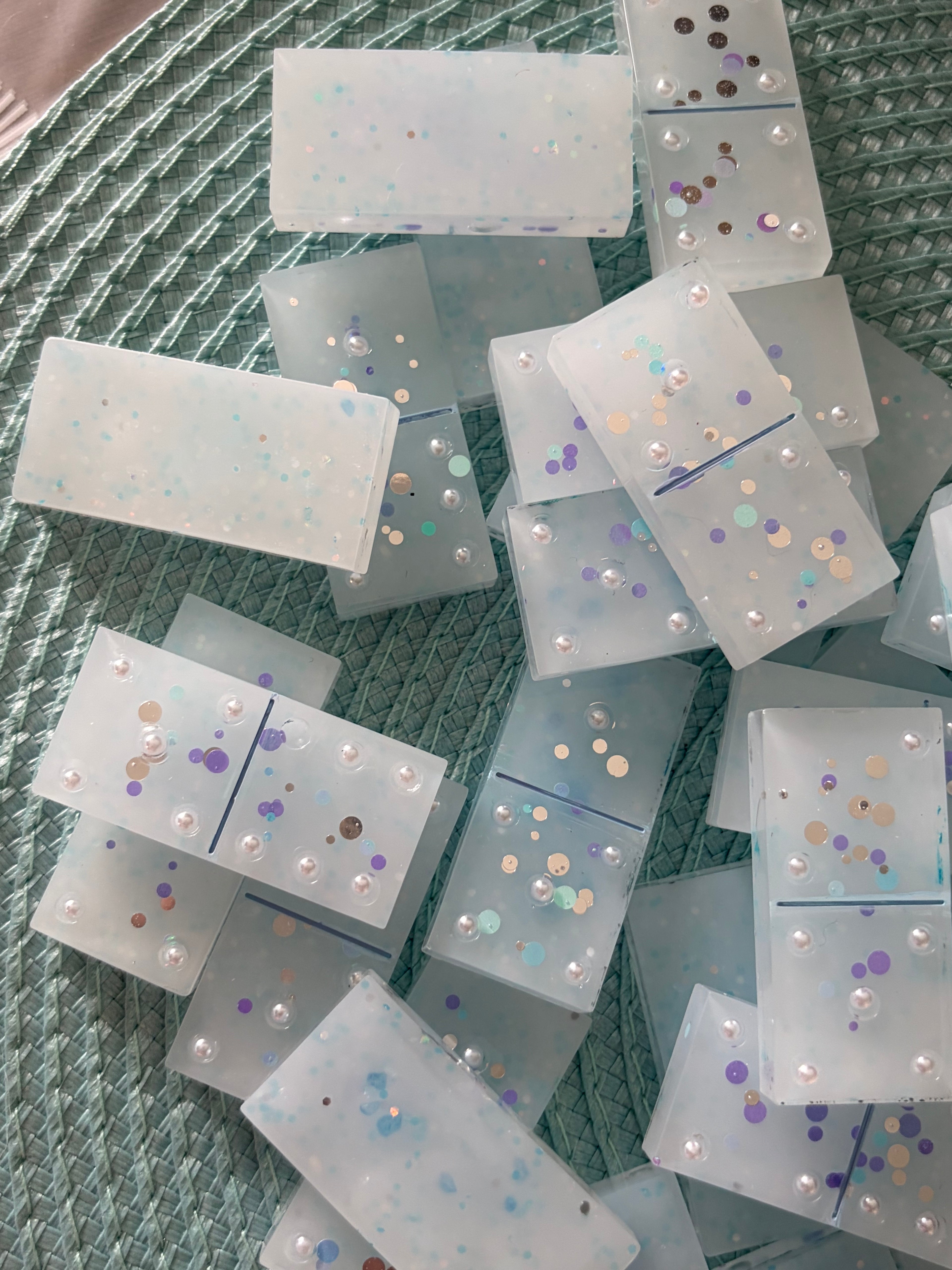 Blue & glitter dominos