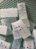 Blue & glitter dominos
