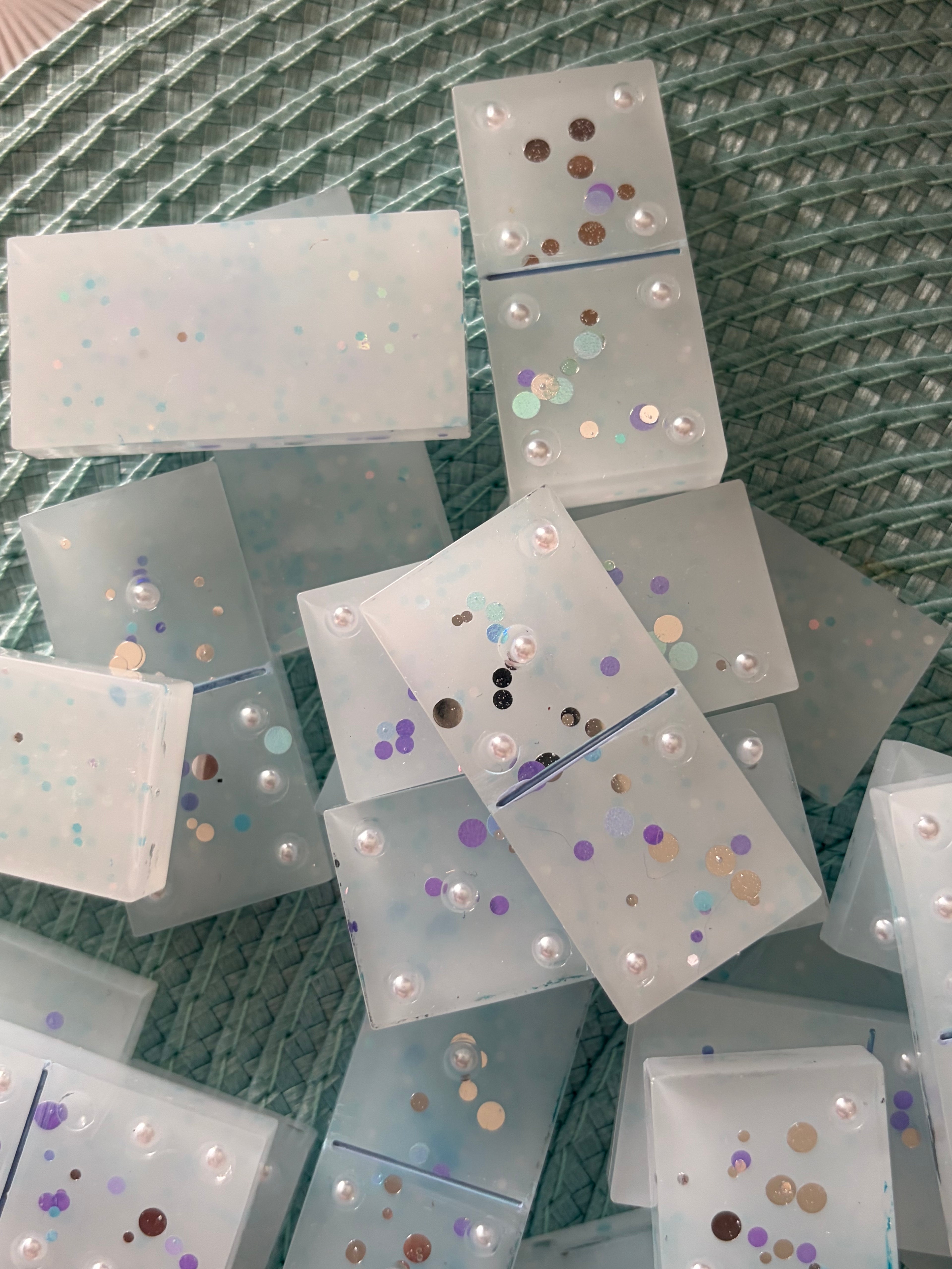 Blue & glitter dominos