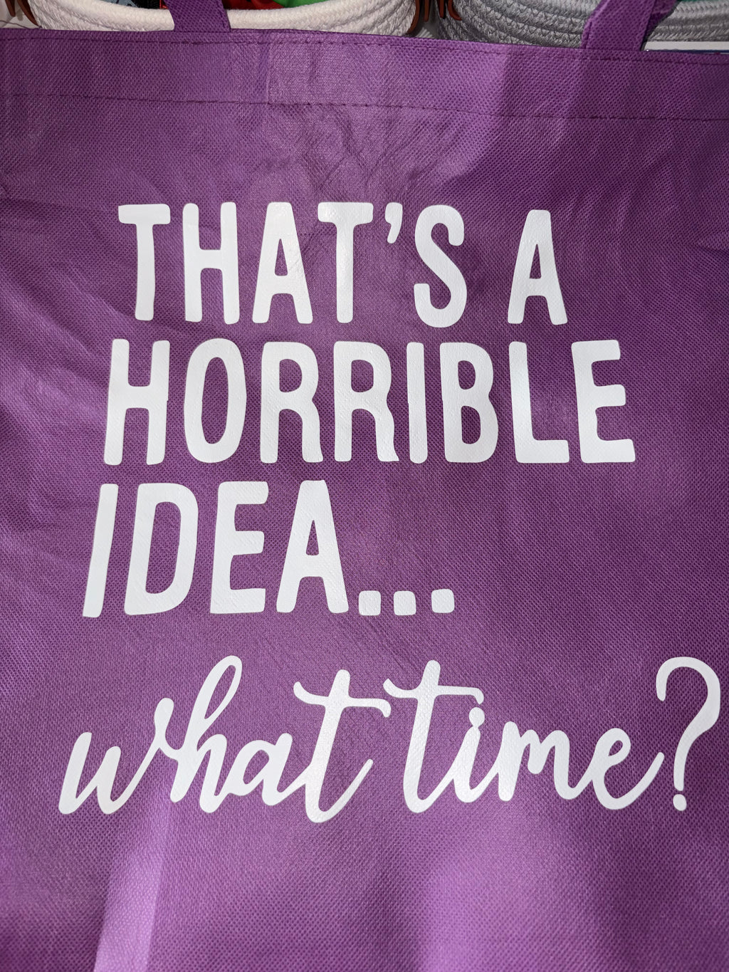 Purple canvas with white writing 15”x15”