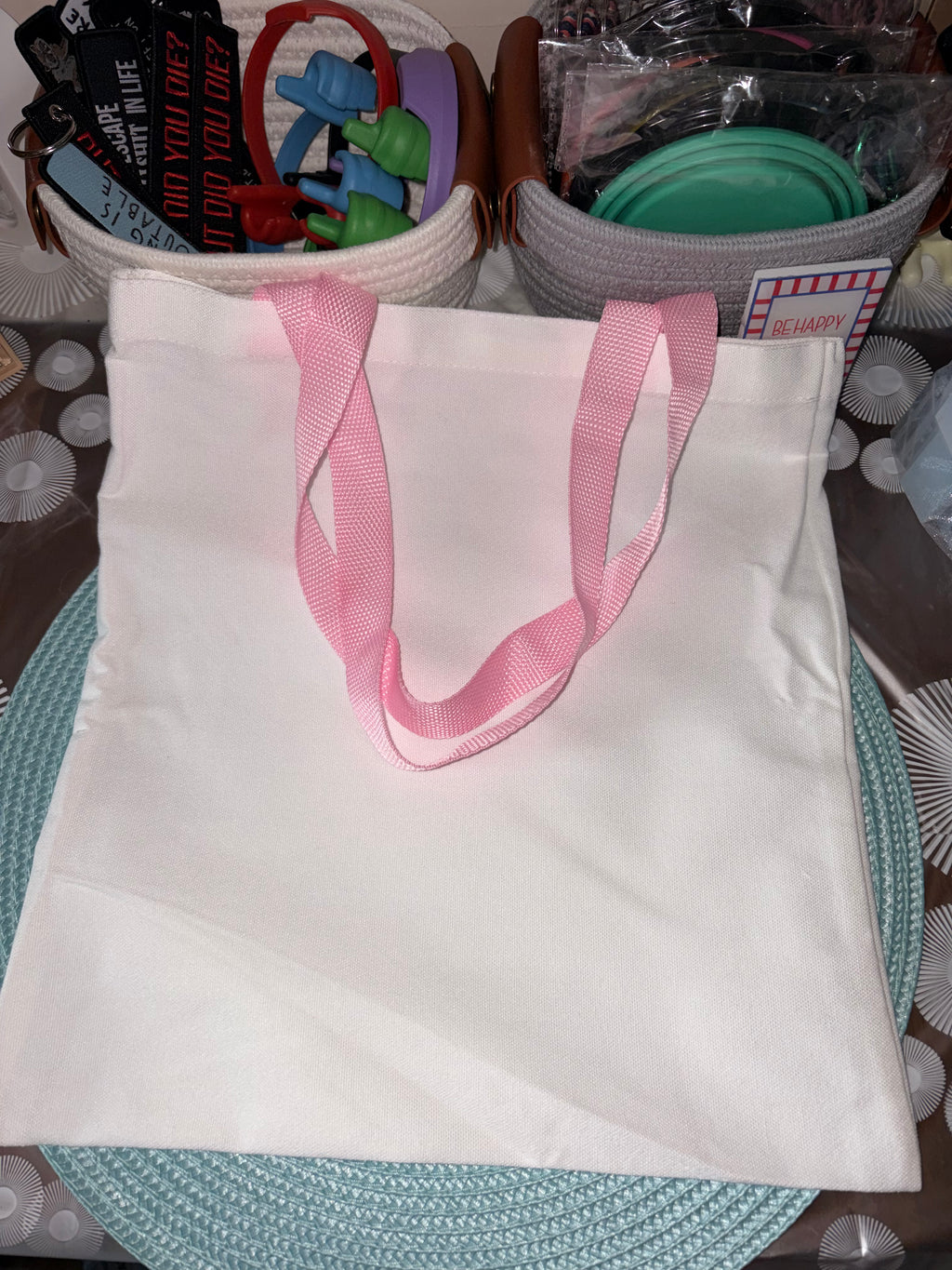 Canvas Tote w/ pink handles Piss You Off