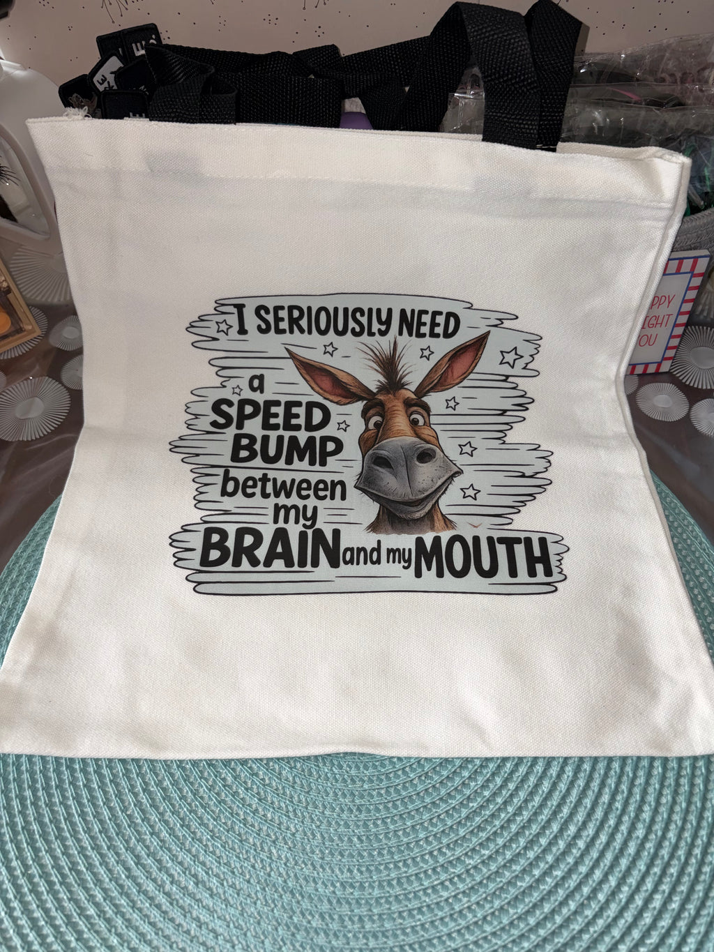 Canvas tote Speed Bump 13”x13”